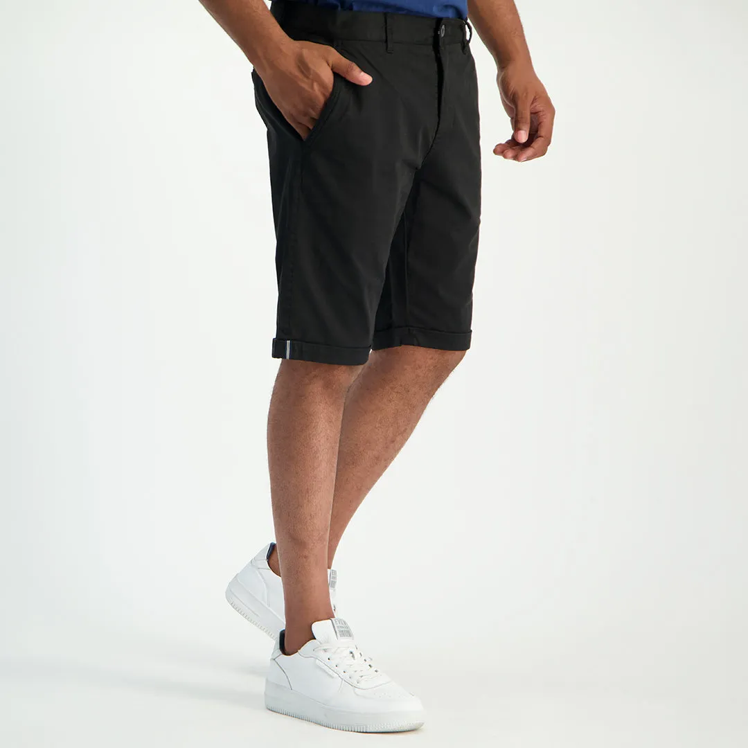 MENS ZAFF BLACK CHINO SHORTS (GARMENT-DYED)
