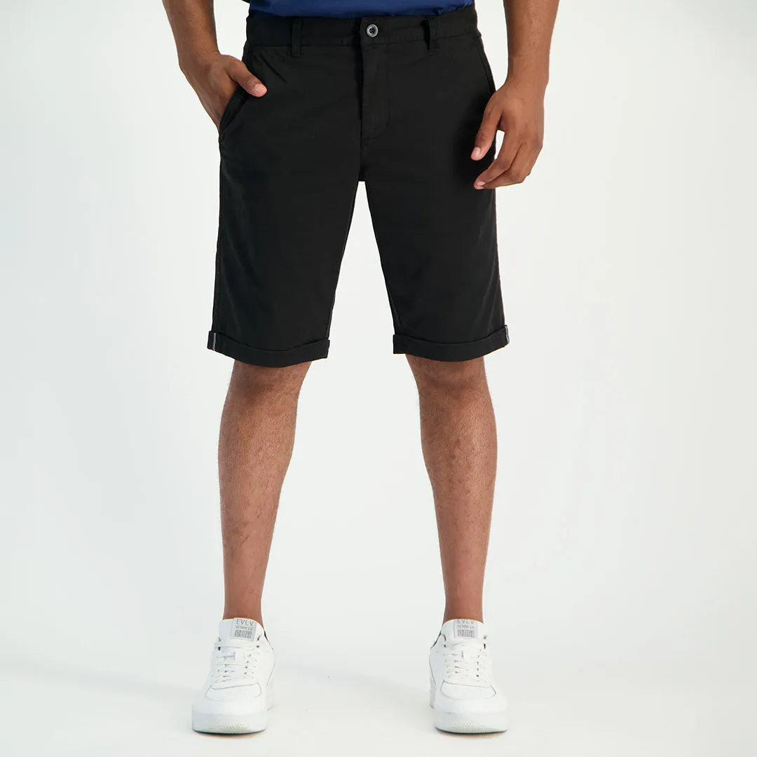 MENS ZAFF BLACK CHINO SHORTS (GARMENT-DYED)
