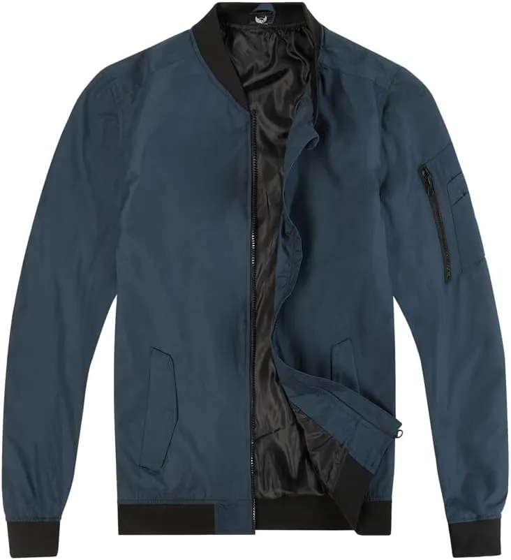 Mywu Mens Bomber Jacket Slim Fit Casual Windproof Lightweight Jackets