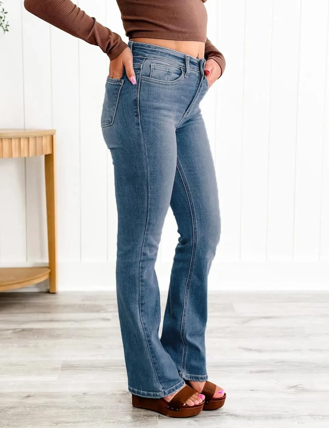 Oprah's Favorite Jeans Baggy Jeans High Waisted Wide Leg Straight Stretchy Denim Pants with Patch Pockets