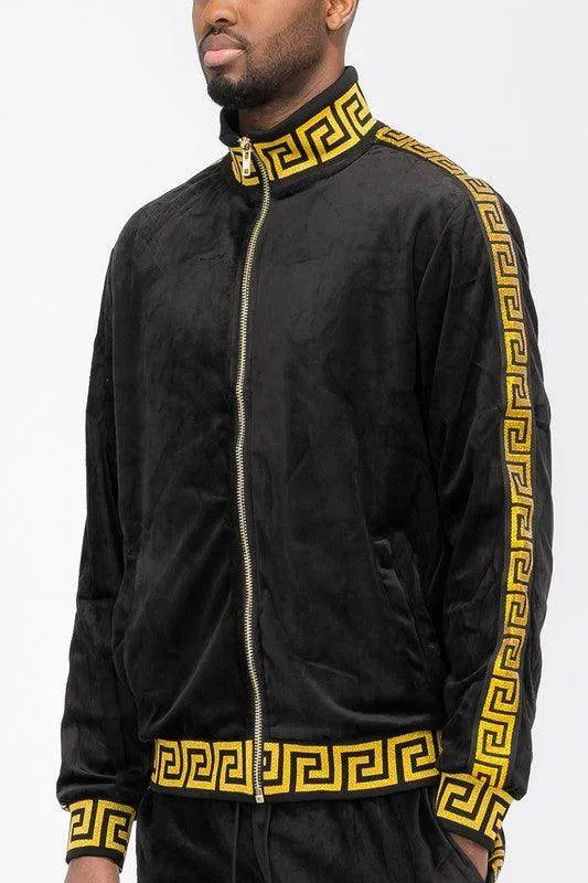 Pattern Trim Velour Track Jackets