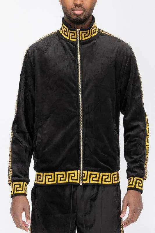 Pattern Trim Velour Track Jackets
