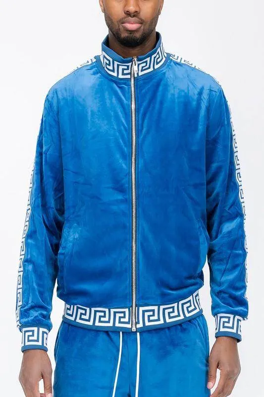 Pattern Trim Velour Track Jackets