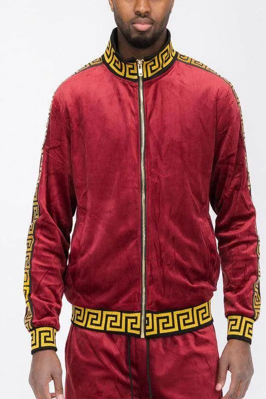 Pattern Trim Velour Track Jackets