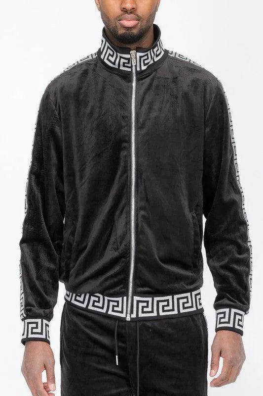Pattern Trim Velour Track Jackets
