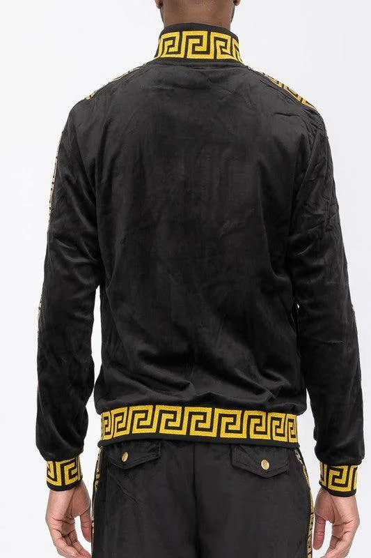 Pattern Trim Velour Track Jackets