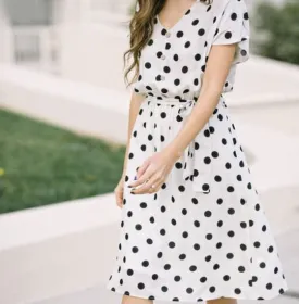 Polka Dot Bell Sleeves A-line Trendy & Casual Summer Dress