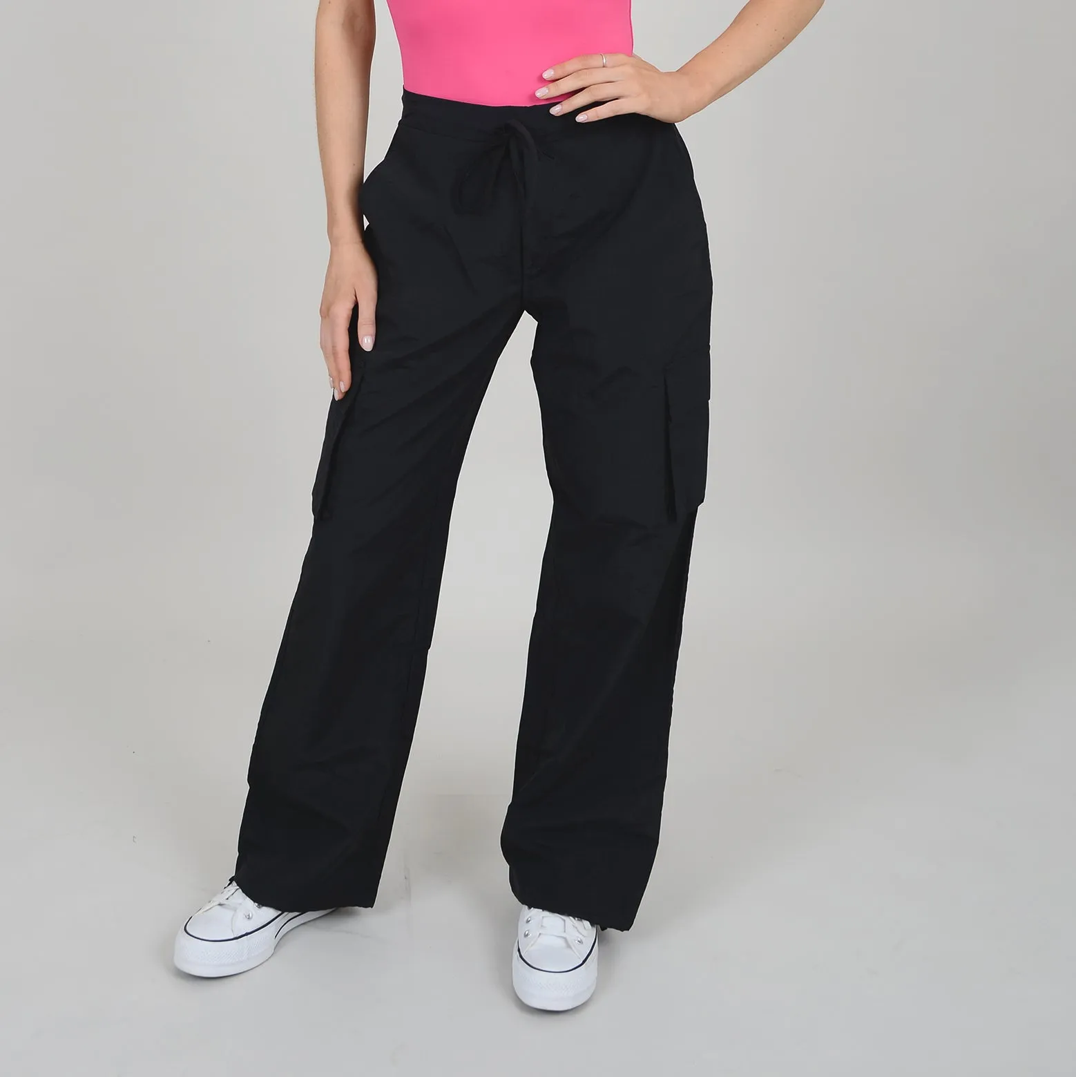 RD STYLE WOMEN'S STACIA NYLON CARGO POCKET PANT-BLACK, DUNE