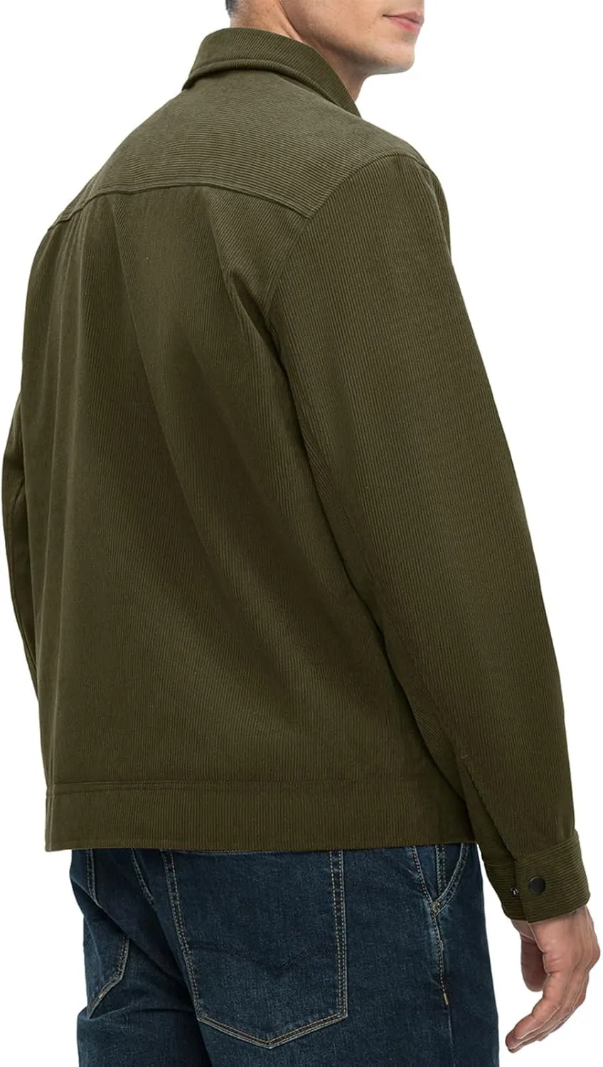 Rdruko Men's Corduroy Jacket Windbreaker Lightweight Casual Stylish Full Zip Bomber Jackets with Zipper Pockets