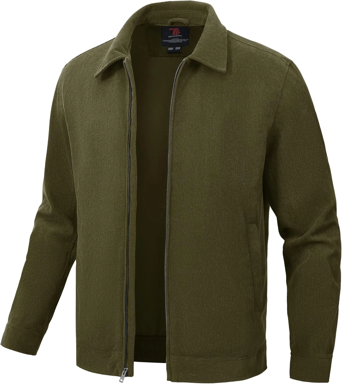 Rdruko Men's Corduroy Jacket Windbreaker Lightweight Casual Stylish Full Zip Bomber Jackets with Zipper Pockets
