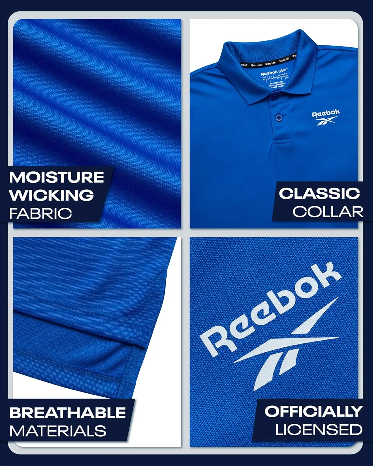 Reebok Boys Polo Shirt - 2 Pack Athletic Performance Short Sleeve Golf Shirt - Moisture Wicking Collared Polo Shirts for Boys