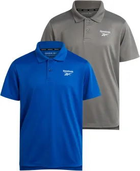 Reebok Boys Polo Shirt - 2 Pack Athletic Performance Short Sleeve Golf Shirt - Moisture Wicking Collared Polo Shirts for Boys