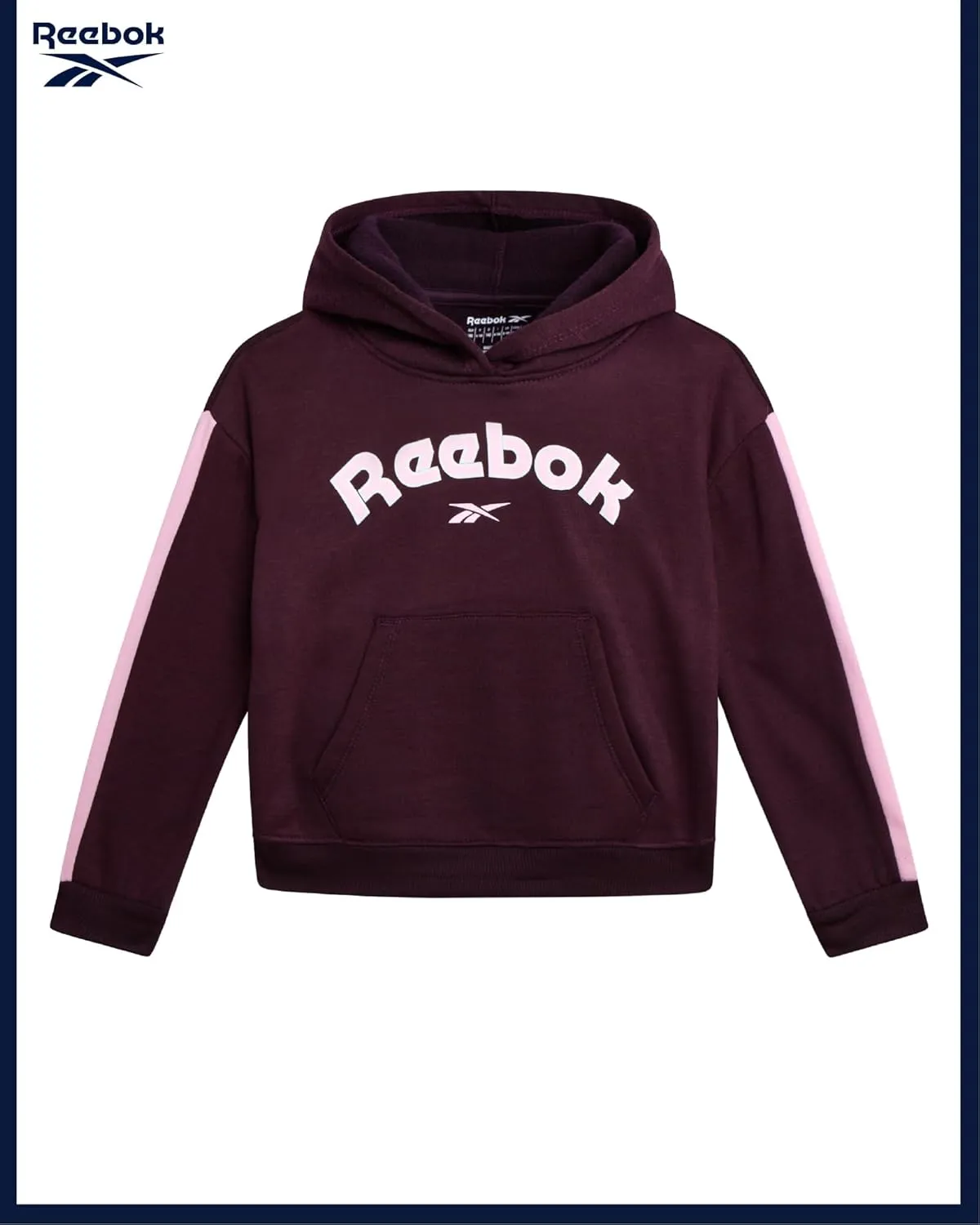 Reebok Girls' Sweatsuit Set - 2 Piece Active Hoodie Sweatshirt and Jogger Pants - Activewear Set for Girls (4-12)