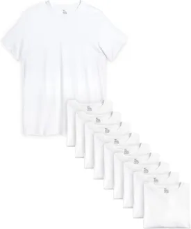 Reebok Mens Undershirts  10 Pack Soft Breathable Crew Neck Mens T-Shirts - Lightweight White Cotton Shirts for Men (S-XL)