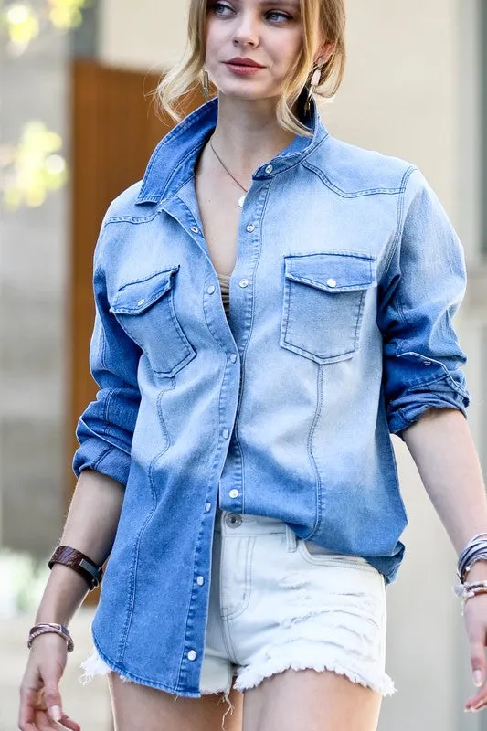 Sassy Denim Button Down