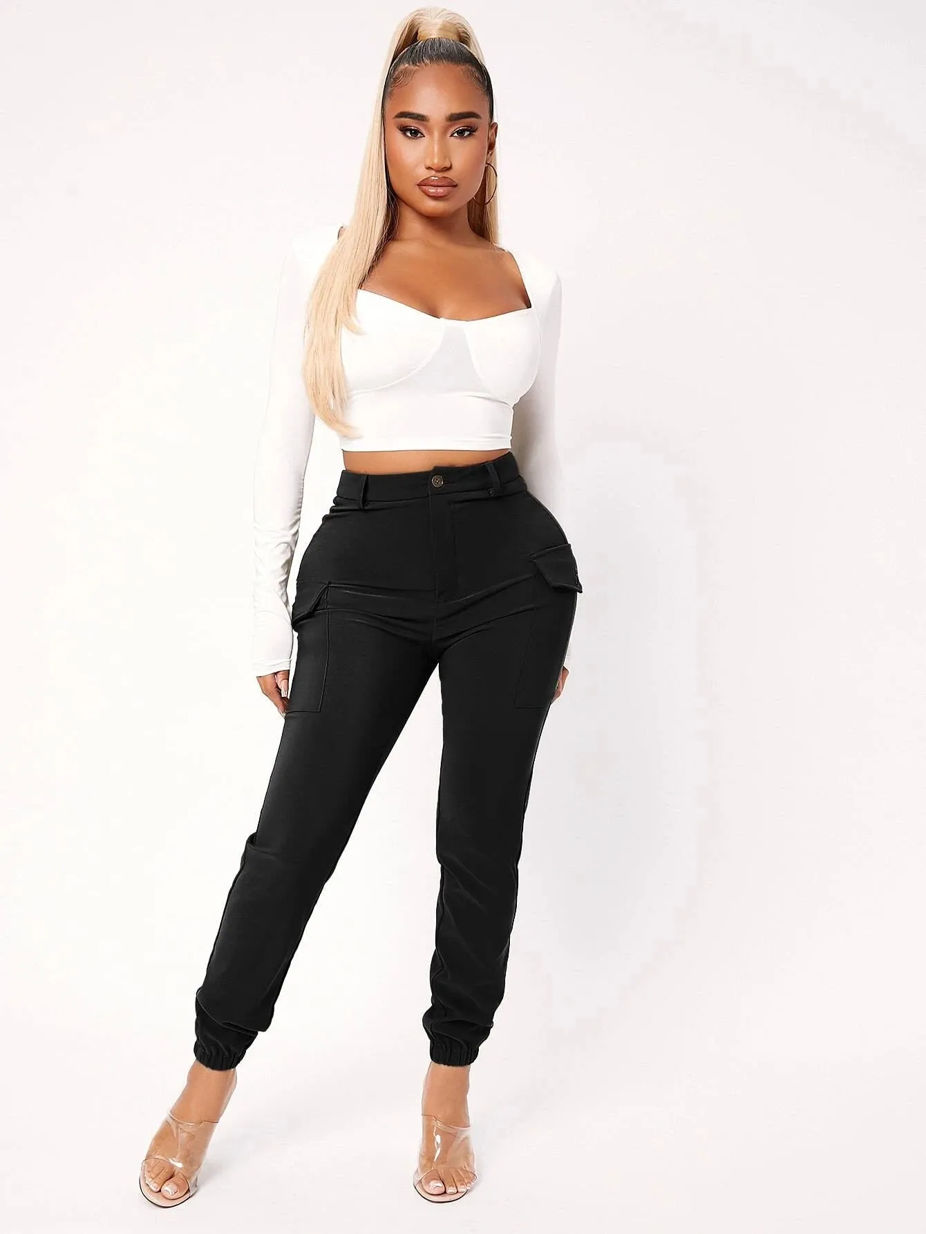 Side Flap Pocket High Waist Pants