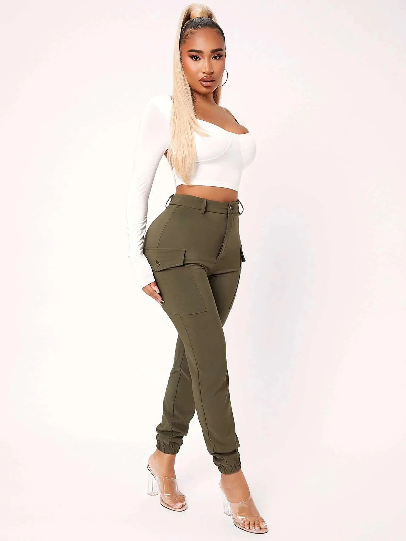 Side Flap Pocket High Waist Pants