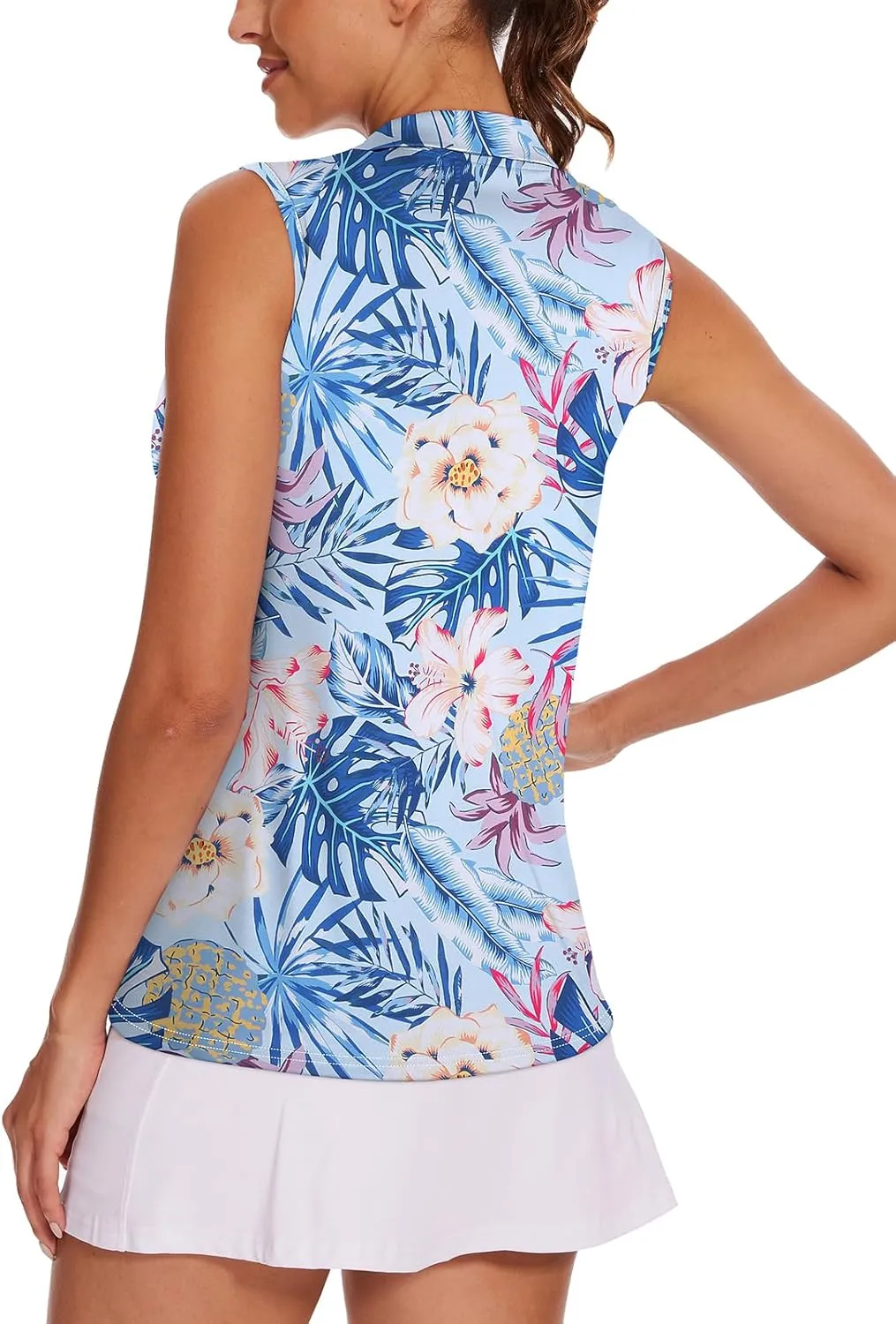 Tanst Sky Women's Sleeveless Golf Shirt Quick Dry Zip Up Workout Tennis Tops with Pockets
