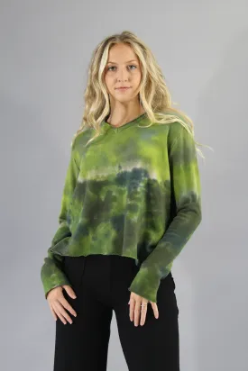 V Neck Crop Sweater Ombre Green