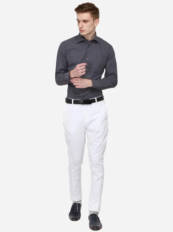 White Solid Super Slim Fit Formal Trouser | JadeBlue