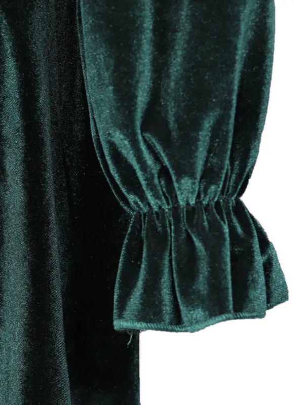 Winter Velvet Surplice V Neck Long Sleeve Mini Dress