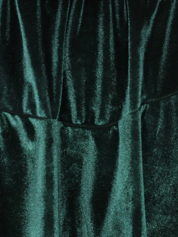 Winter Velvet Surplice V Neck Long Sleeve Mini Dress