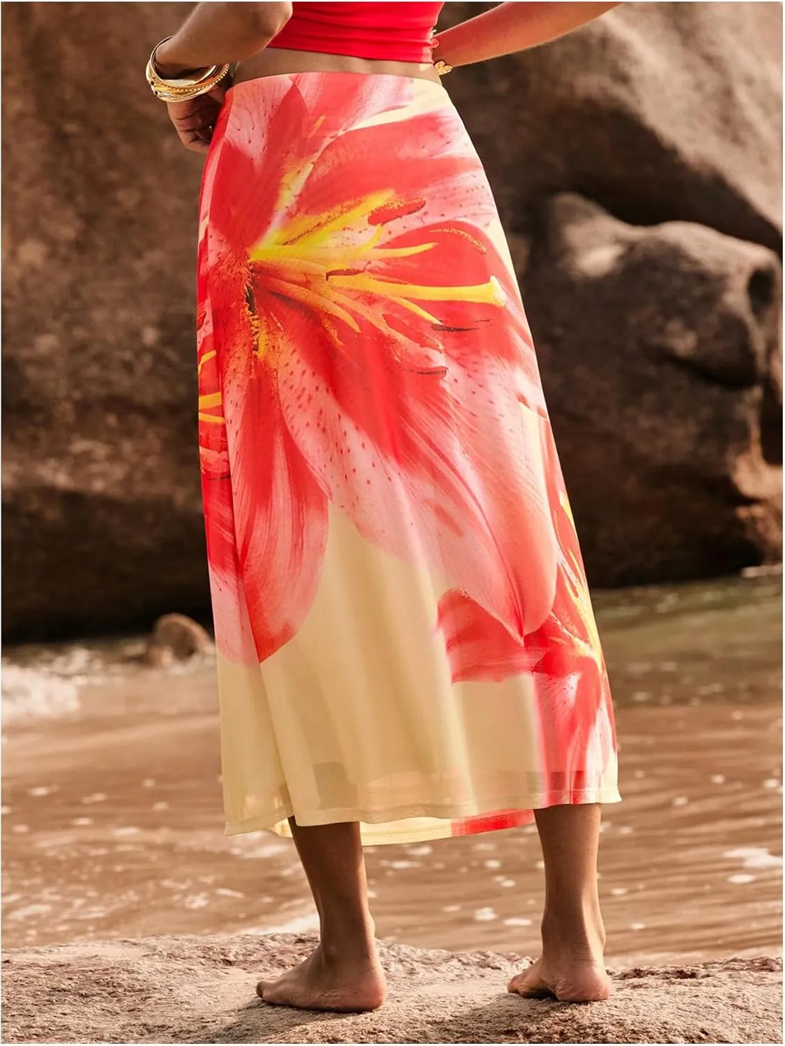 Women's Floral Skirt Summer Vacation Drop Waist Boho Long Skirts