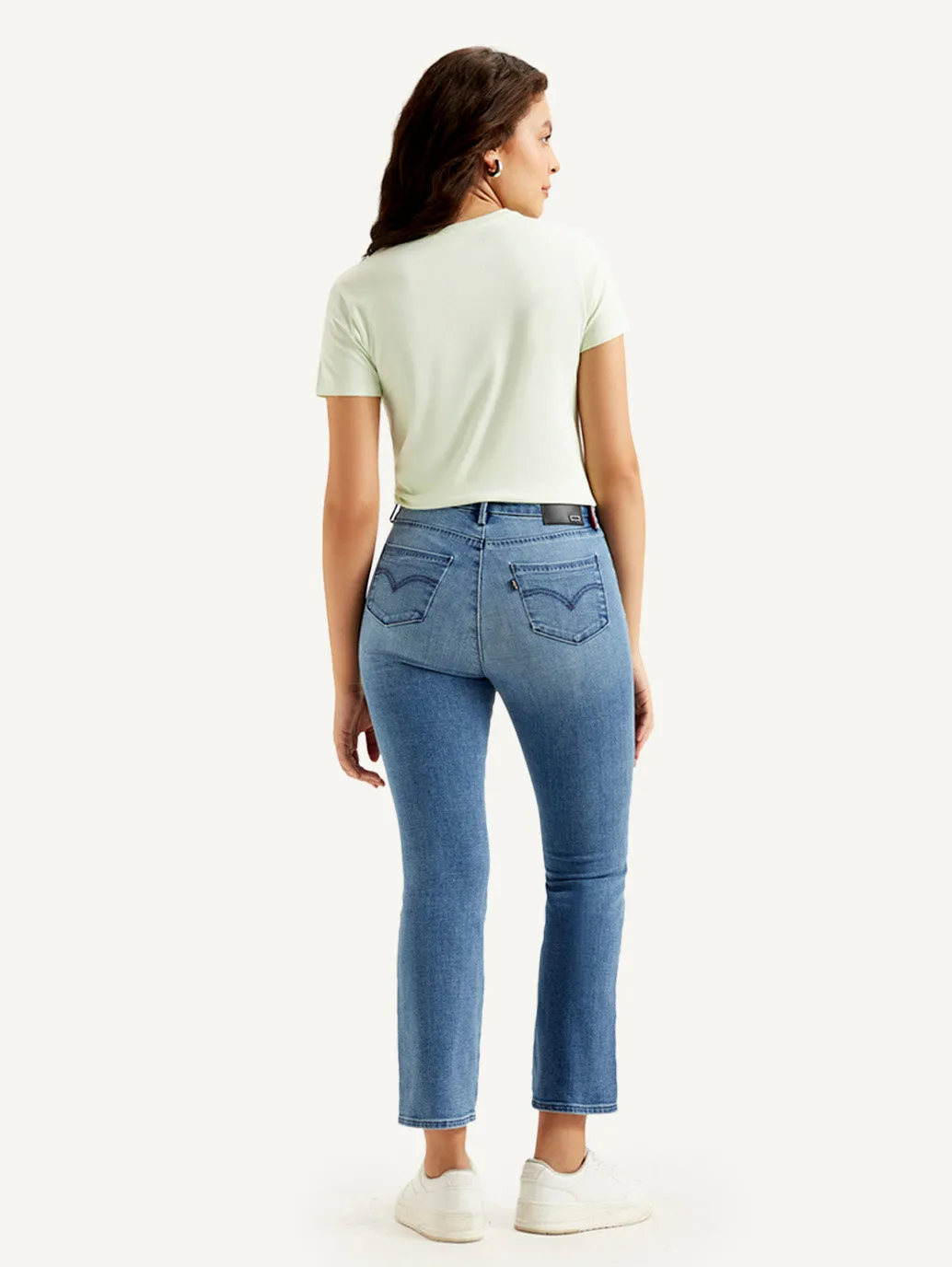 Women's Mid Rise Flared Blue Jeans