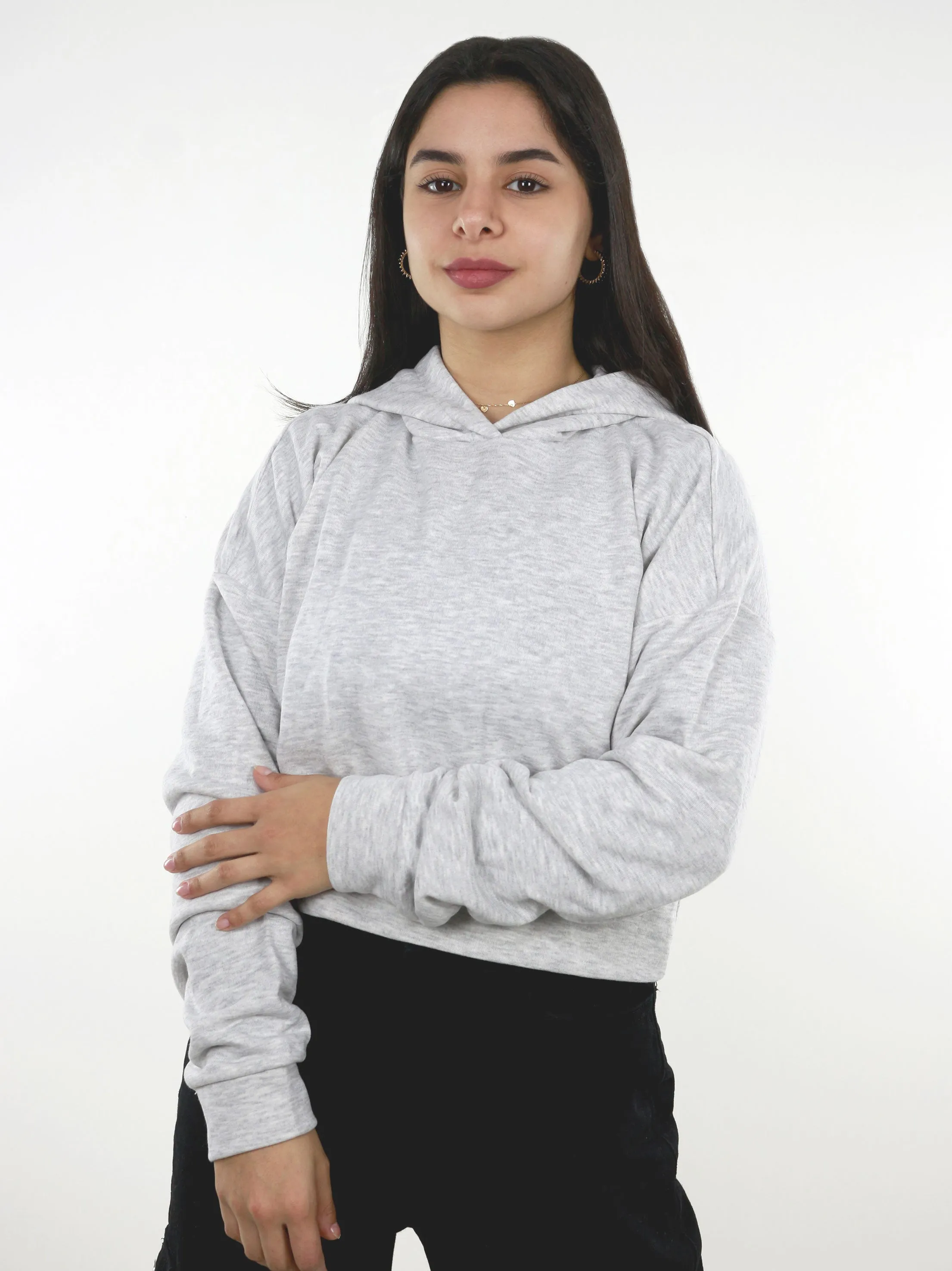 Women's Plain Solid Crop Sweaters,Grey