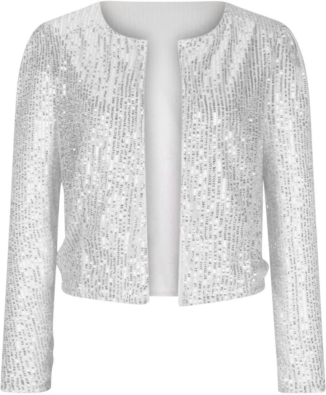 Womens Sequin Blazer Jacket Casual Long Sleeve Open Front Zip Up Sparkle Bomber Jackets for Evening Party