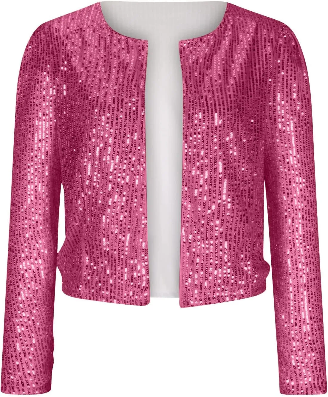 Womens Sequin Blazer Jacket Casual Long Sleeve Open Front Zip Up Sparkle Bomber Jackets for Evening Party