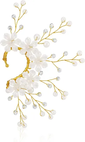 Yumikoo Handmade Elf Ear Cuff Fairy Flower Single Left Earring for Women