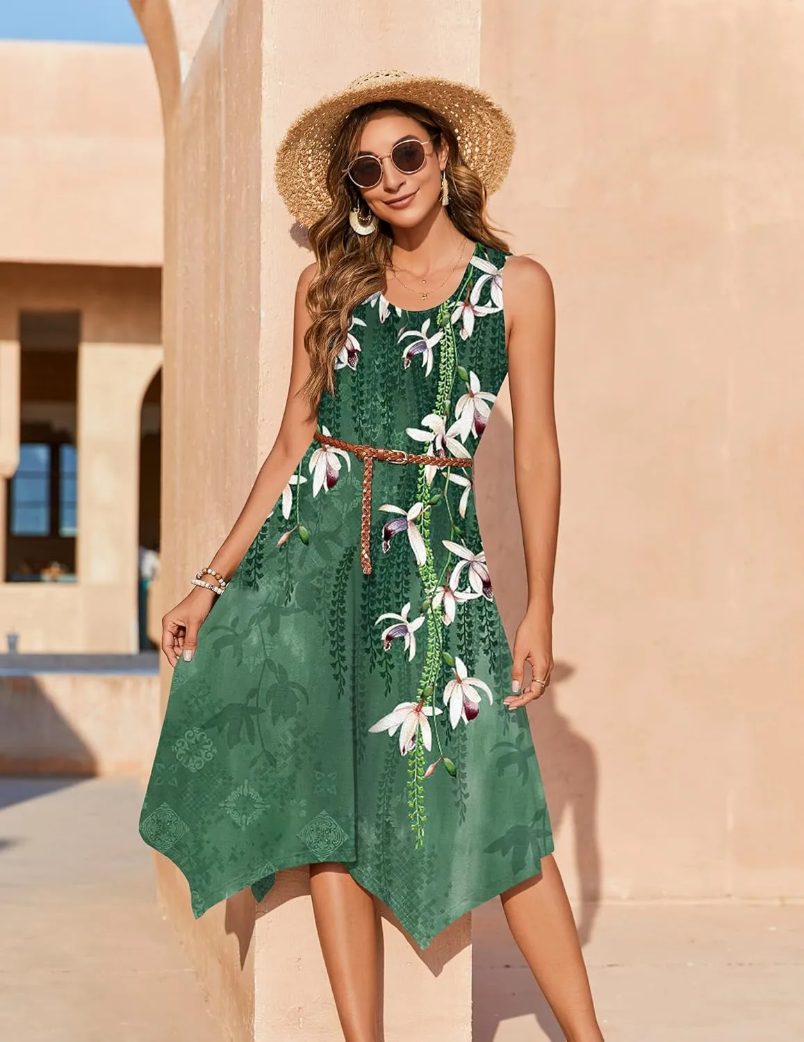 Zeagoo Womens Casual Dress for Summer Tank Dress Loose Flowy Beach Dress with Pockets Hankerchief Flare Midi Sundress 2025